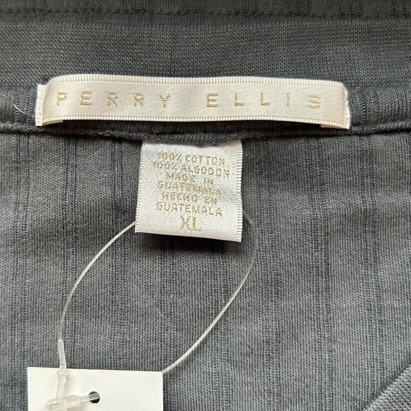 NWT Grey Perry Ellis Rib Knit V neck T - Picture 5 of 7